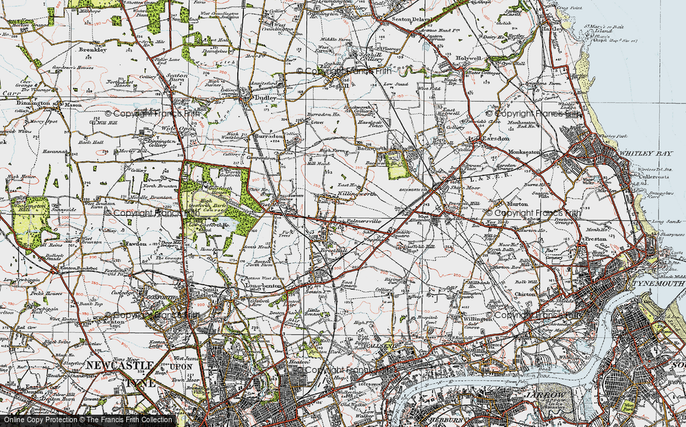 Old Map of Killingworth Moor, 1925 in 1925