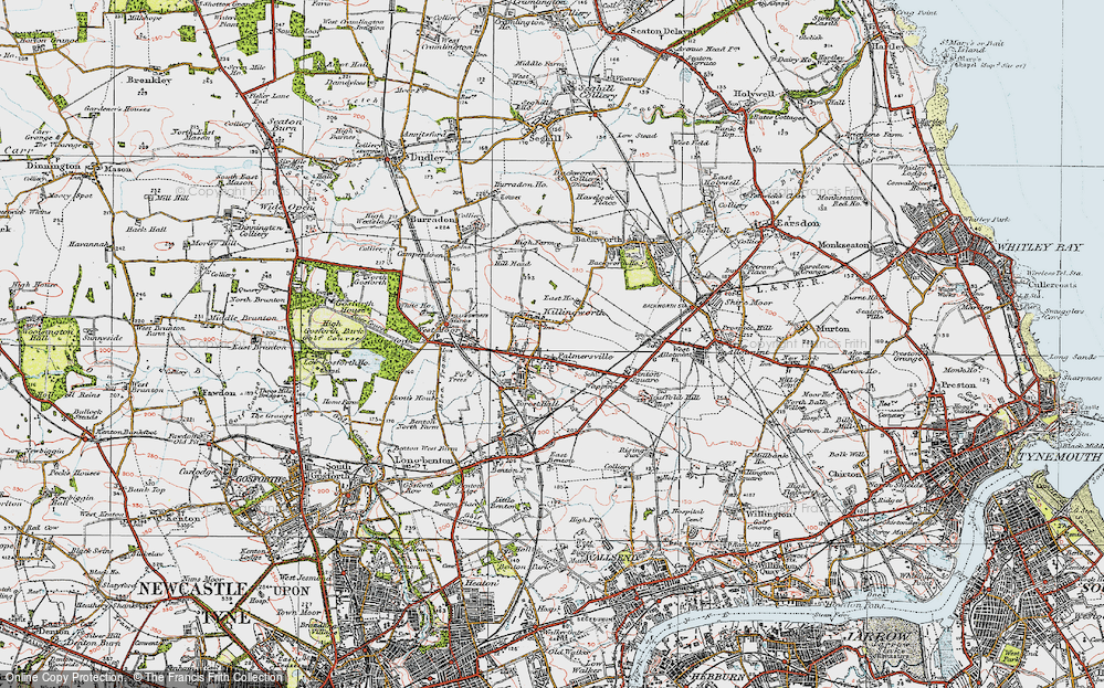 Old Map of Killingworth Village, 1925 in 1925