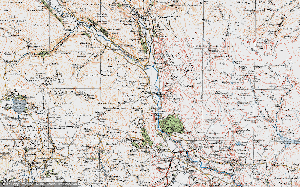Old Map of Historic Map covering Amerdale Dub in 1925