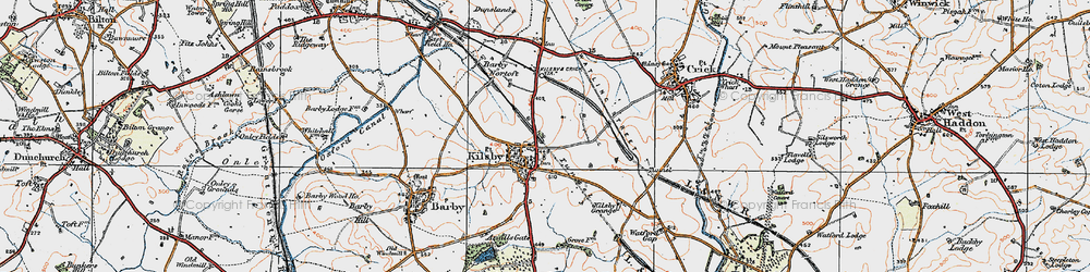 Old map of Kilsby in 1919