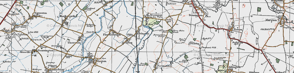 Old map of Kilvington in 1921