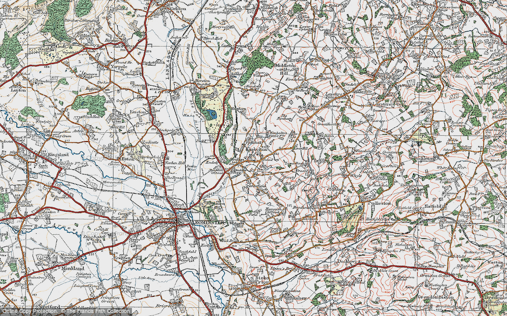 Old Map of Kimbolton, 1920 in 1920