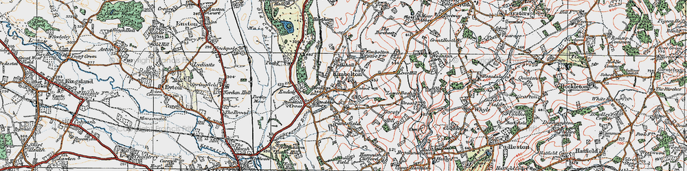 Old map of Kimbolton in 1920