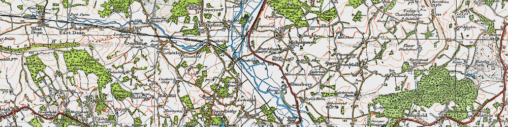 Old map of Kimbridge in 1919