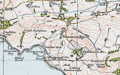 Old map of Kimmeridge in 1919