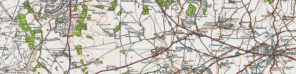 Old map of Kimpton in 1919