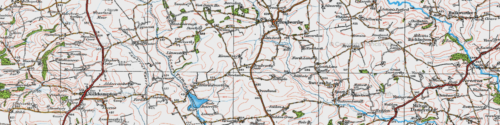 Old map of Wrangworthy in 1919
