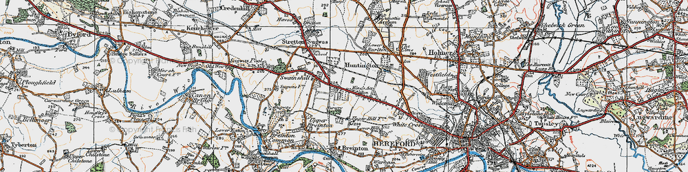 Old map of King's Acre in 1920