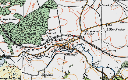Old map of King's Cliffe in 1922
