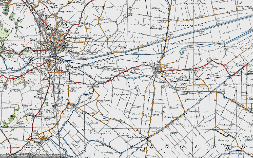 Old Map of Historic Map covering Horsey Hill in 1922