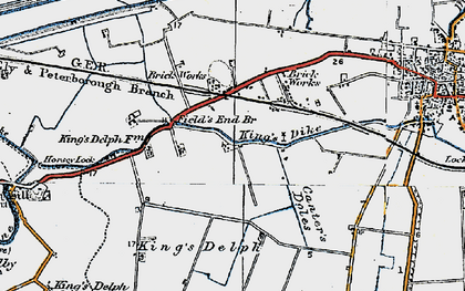 Old map of King's Dyke in 1922
