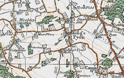Old map of King's Pyon in 1920