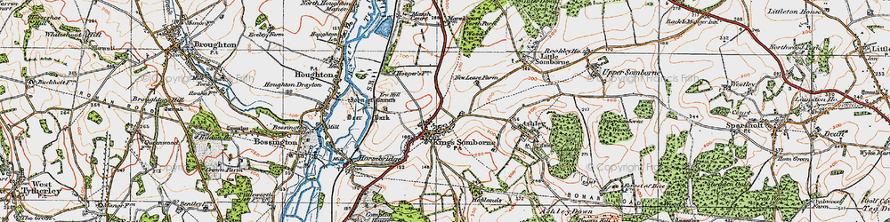 Old map of King's Somborne in 1919