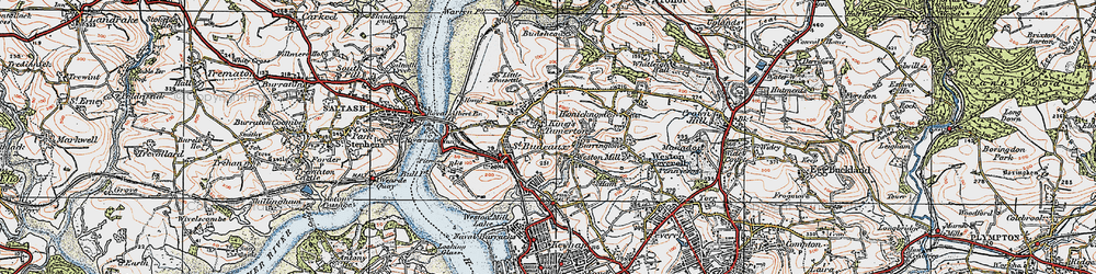 Old map of King's Tamerton in 1919