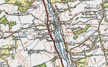 Old map of Kings Langley in 1920