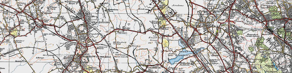 Old map of Kingsbury in 1920