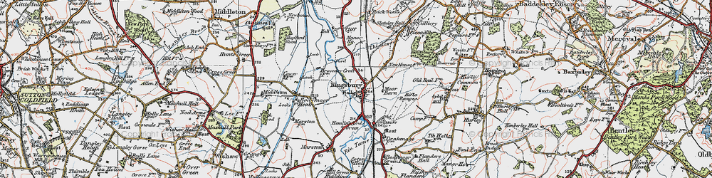 Old map of Kingsbury in 1921