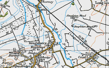 Old map of Kingsbury Episcopi in 1919
