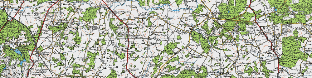 Old map of Kingsclere Woodlands in 1919