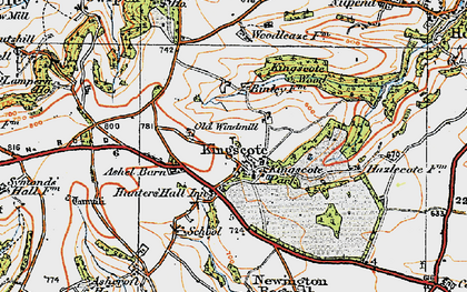 Old map of Kingscote in 1919