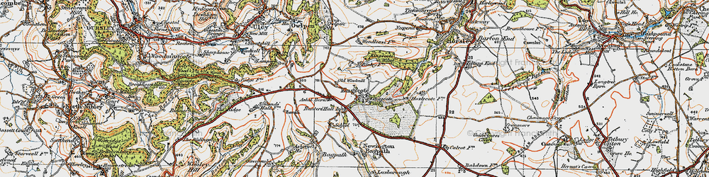Old map of Kingscote in 1919