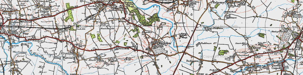 Old map of Kingsdon in 1919