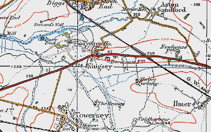 Old map of Kingsey in 1919