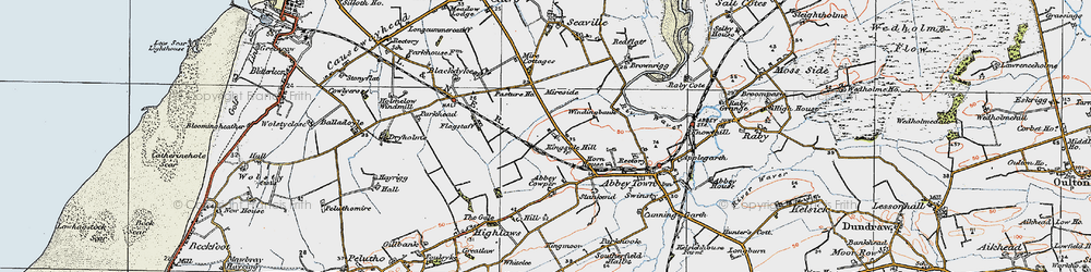 Old map of Abbey Cowper in 1925