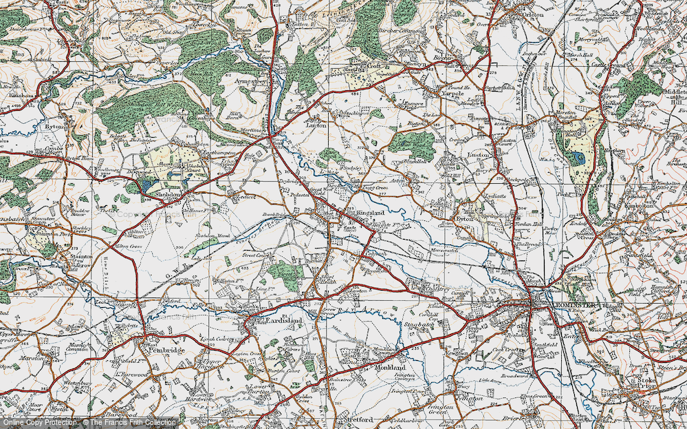 Old Map of Historic Map covering Brook Bridge in 1920