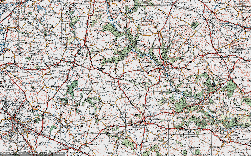 Old Map of Kingsley Moor, 1921 in 1921