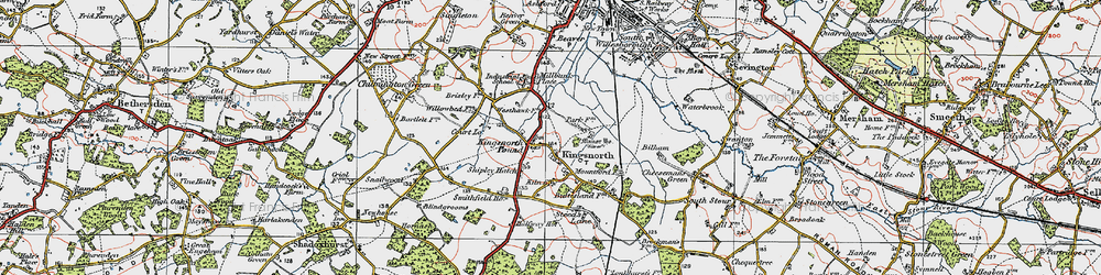 Old map of Kingsnorth in 1921