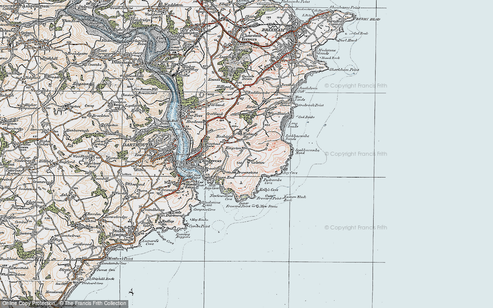 Old Map of Historic Map covering Coleton Fishacre in 1919