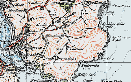 Old map of Coleton Fishacre in 1919