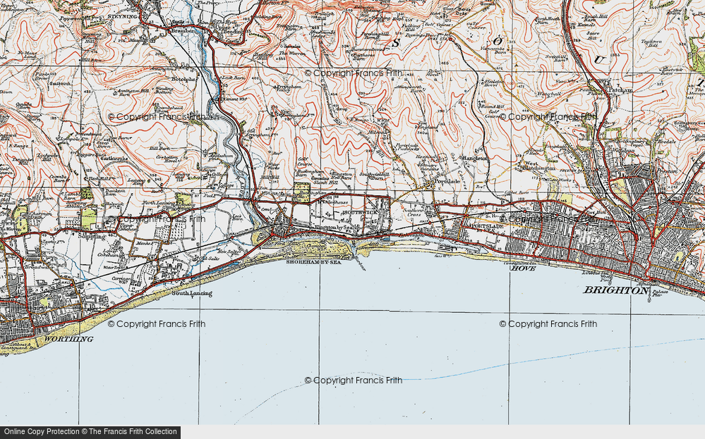 Old Map of Kingston by Sea, 1920 in 1920