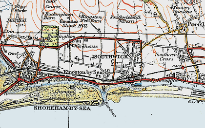 Old map of Kingston by Sea in 1920