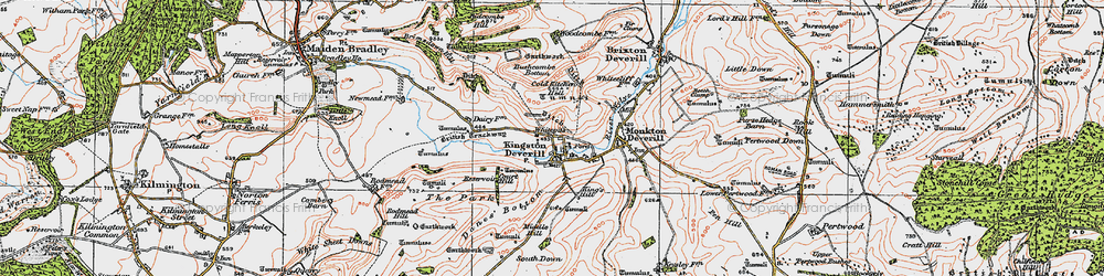 Old map of Kingston Deverill in 1919