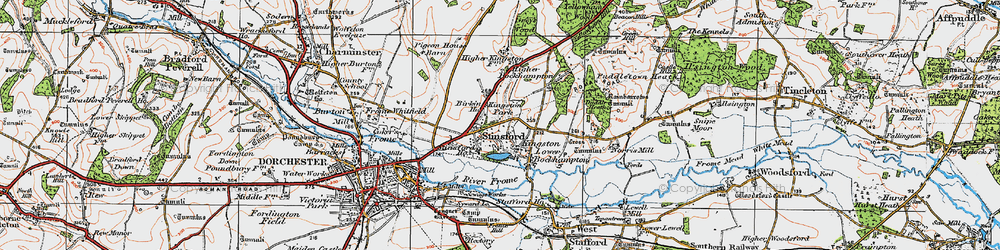 Old map of Kingston Maurward in 1919