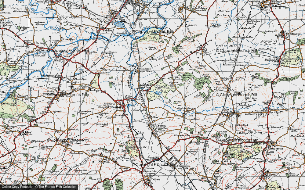 Old Map of Kingston on Soar, 1921 in 1921