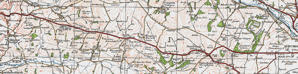 Old map of Kingston Russell in 1919