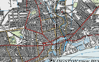 Old map of Kingston upon Hull in 1924