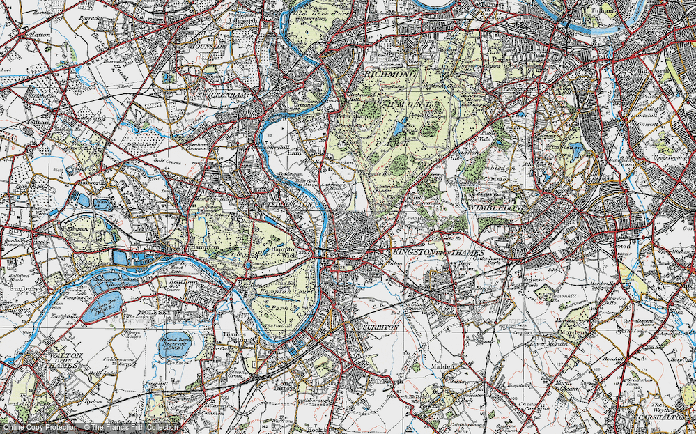 Old Map of Kingston Upon Thames, 1920 in 1920