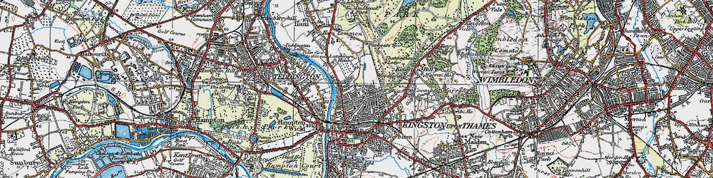 Old map of Kingston Upon Thames in 1920