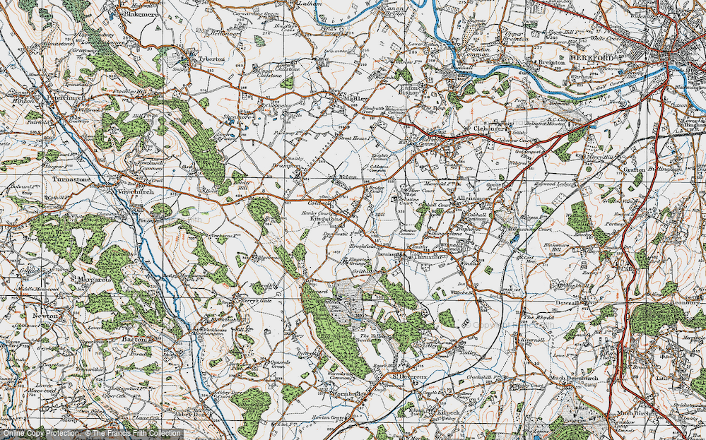 Old Map of Historic Map covering Arkstone Common in 1920