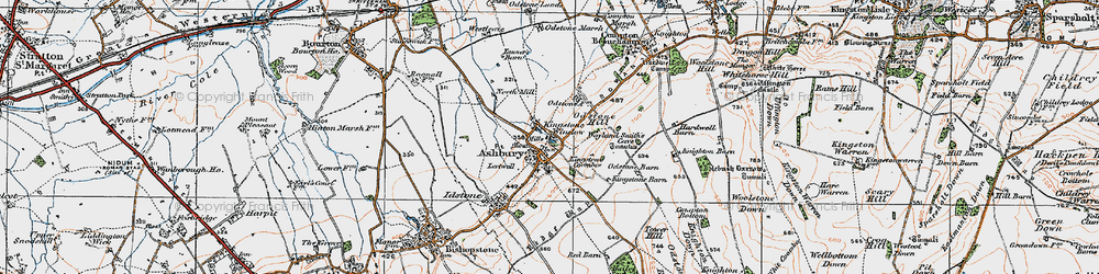 Old map of Kingstone Winslow in 1919