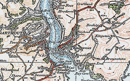 Old map of Kingswear in 1919