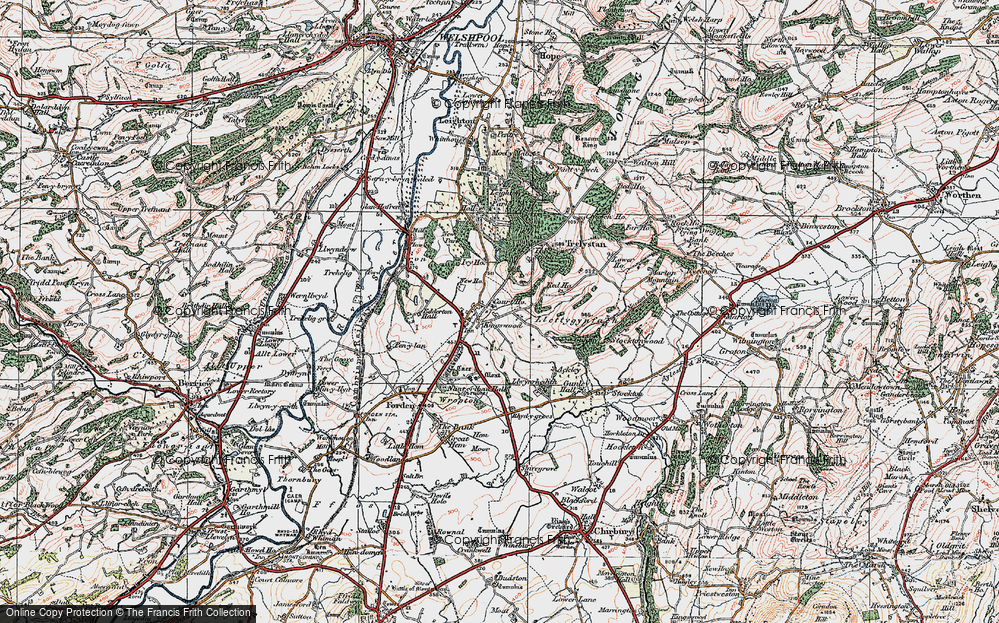 Old Map of Historic Map covering Edderton Hall in 1921