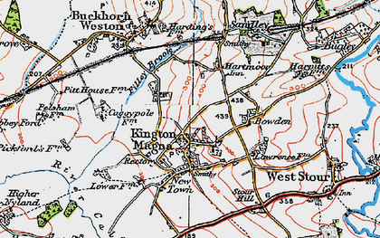 Old map of Kington Magna in 1919