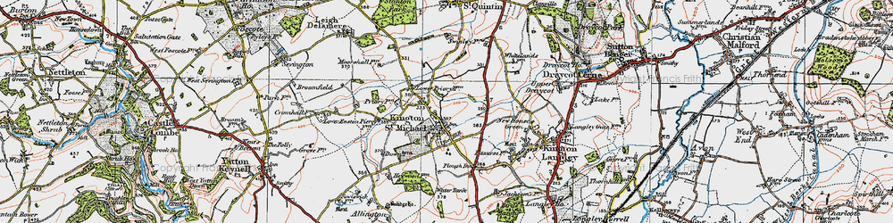 Old map of Kington St Michael in 1919