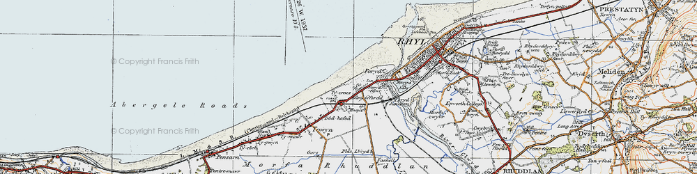 Old map of Kinmel Bay in 1922