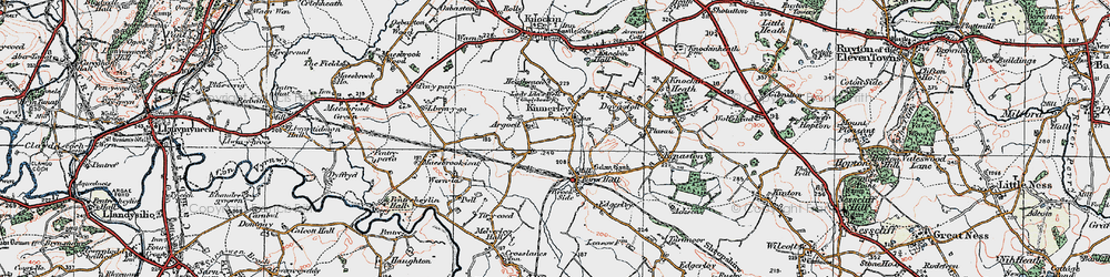 Old map of Kinnerley in 1921